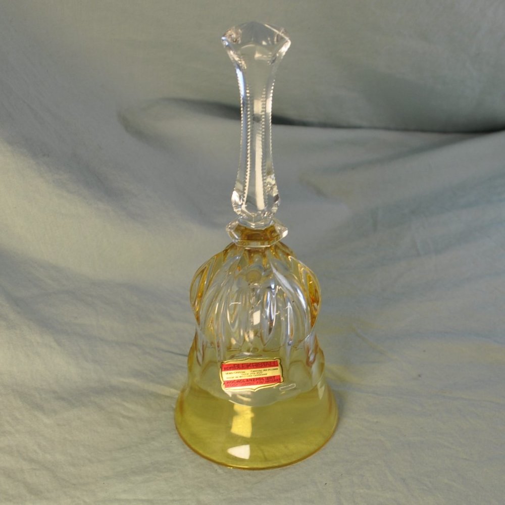 vintage amber crystal bell west german bleikristall (w1111)
